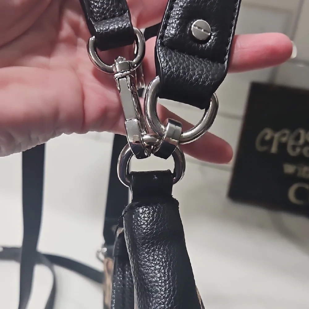 Dana Buchman Brown and Black Shoulder Bag with Leopard Print - Picture 6 of 7